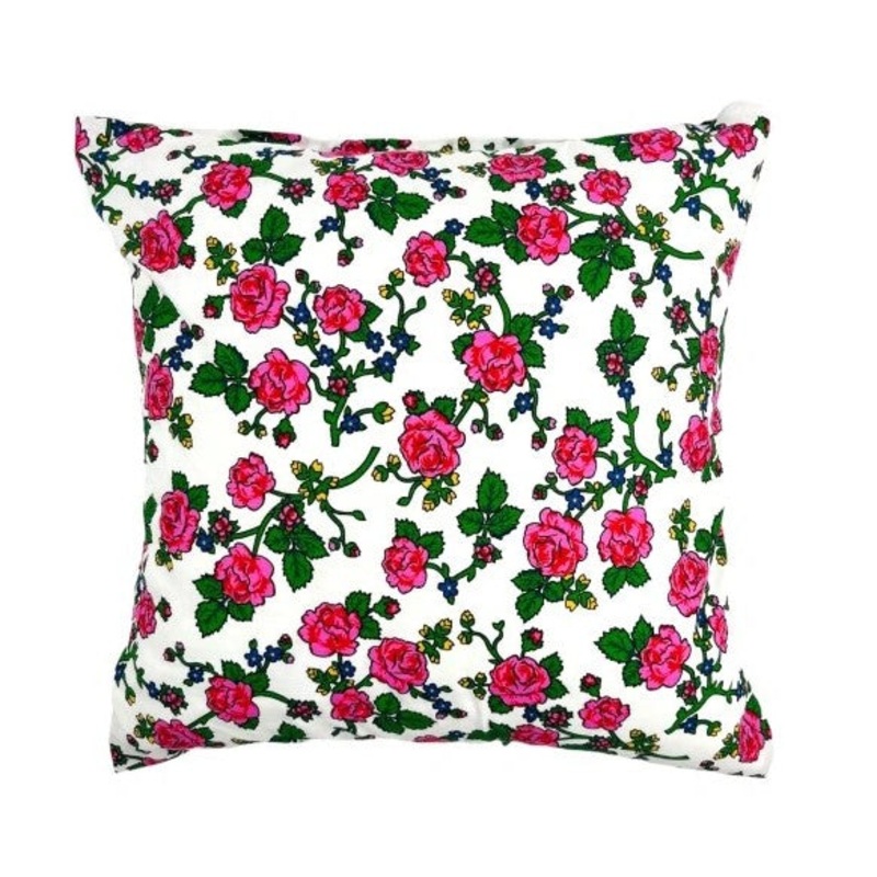 100% Cotton White Pillowcase with Folk Flower Pattern – Poszewka na Poduszk Jasiek | POS-08