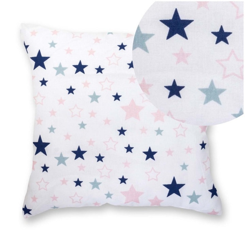 100% Cotton White Pillowcase with Multicolor Stars Pattern – Poszewka na Poduszk Jasiek | BL-22