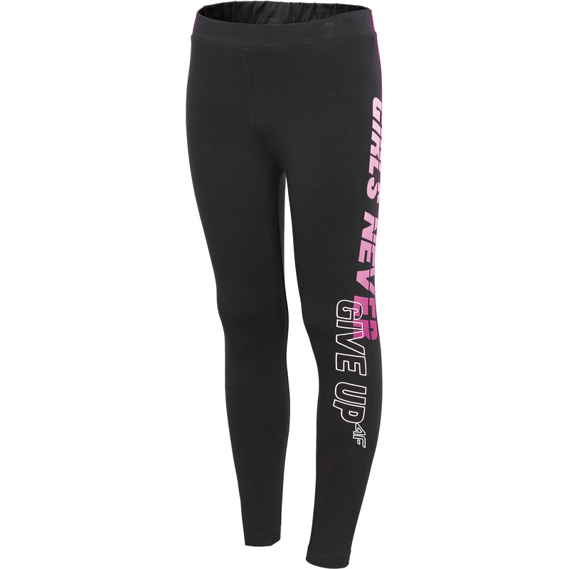 4F Girls’ Black Printed Leggings | JLEG003