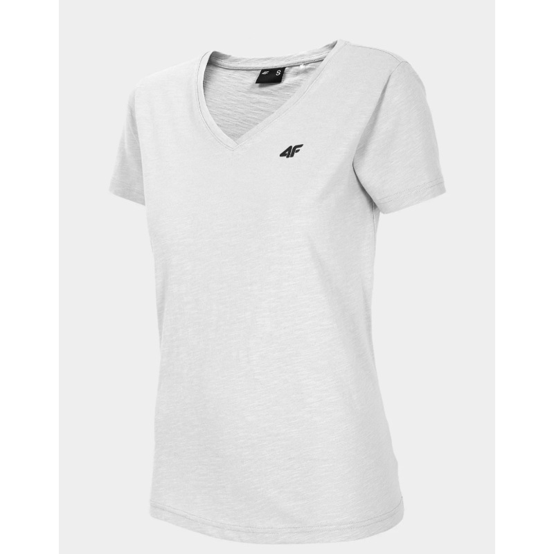 4F Womens’ Light Gray V-neck T-shirt | 002-25S