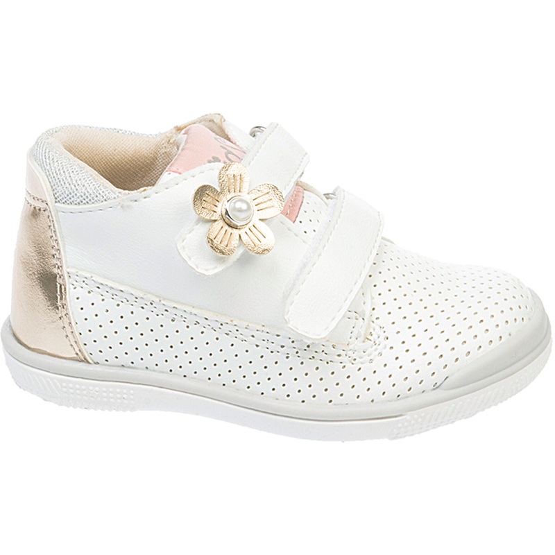 AC Girls’ White Sneakers with Golden Flower | 194/23-W