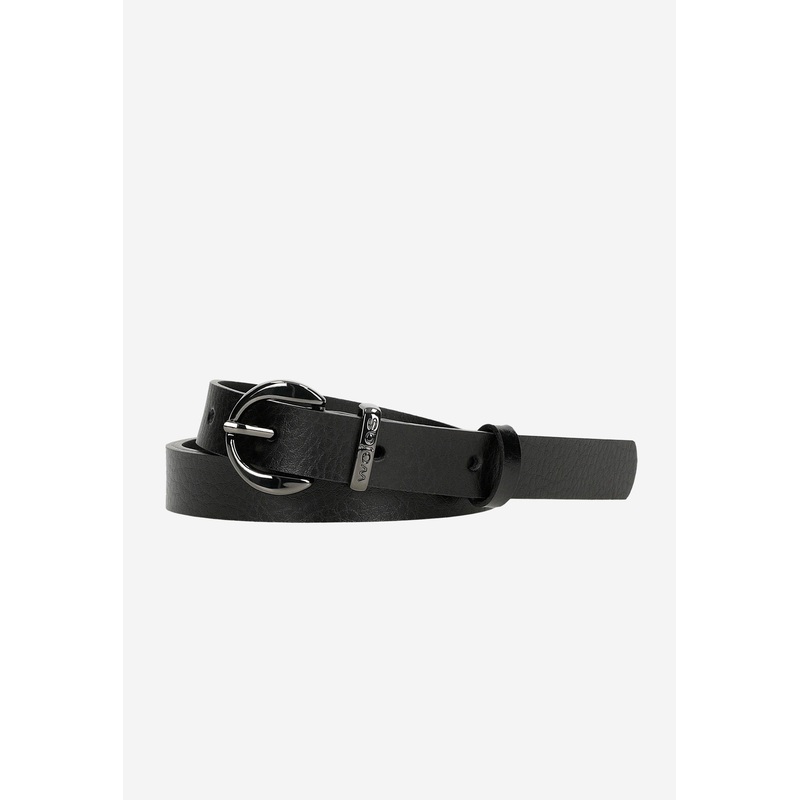 Wojas Women’s Black Leather Belt with Rounded Buckle | 9309451
