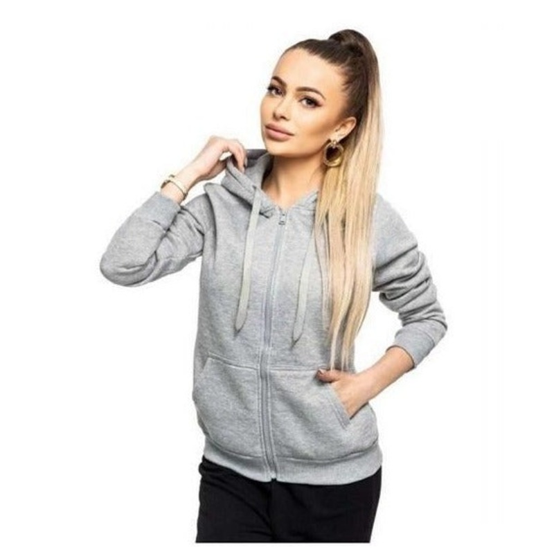 Women’s Zip Up Hooded Gray Sweatshirt  | 68W03