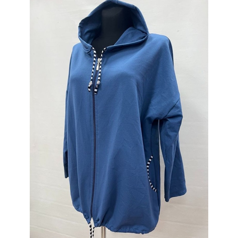 Zip Up Hooded Blue Sweatshirt – Plus Size | 7G6952