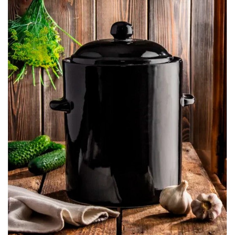 10 Liters Stoneware Pickling Crock Pot with Lid – Garnek Hermetyczny | 2382-10l
