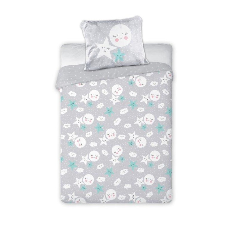 100% Cotton Kids’ Duvet Set with Stars and Moon Pattern – 100 x 135 cm | FAR-040