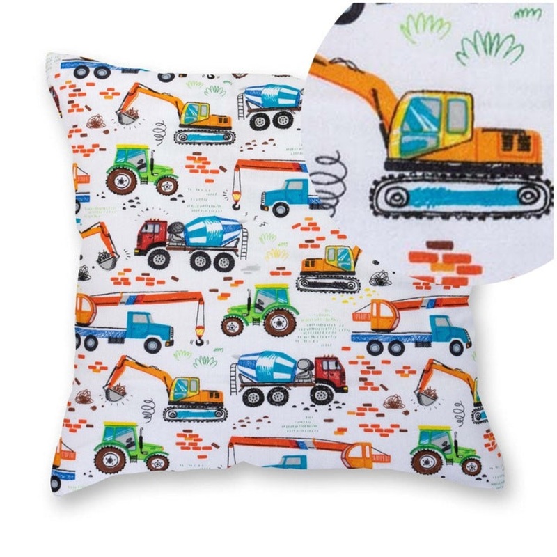 100% Cotton White Pillowcase with Contruction Vehicles Pattern – Poszewka na Poduszk Jasiek | BL-77