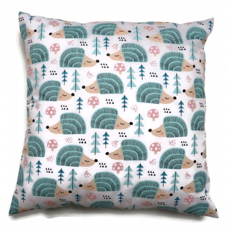 100% Cotton White Pillowcase with Hedgehog Pattern – Poszewka na Poduszk Jasiek | 4044baw