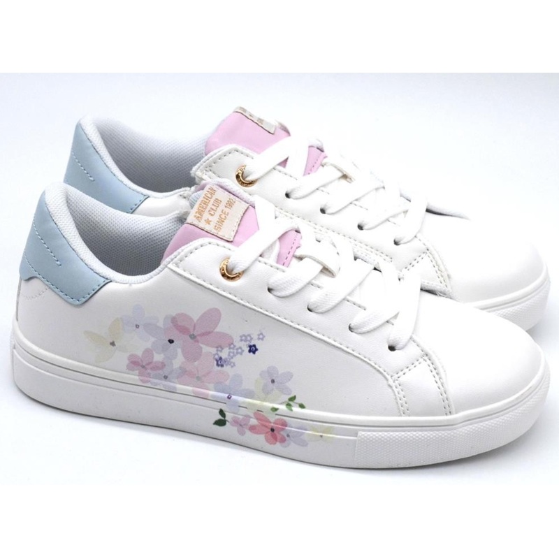 AC Big Girls’ White Sneakers with Floral Pattern | 122/22-W