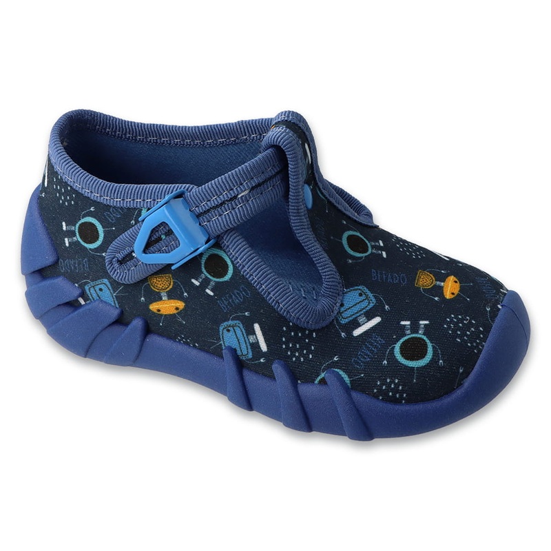 Befado Dark Blue Daycare Slippers with Robots Pattern / Sneakers SPEEDY | 110P515