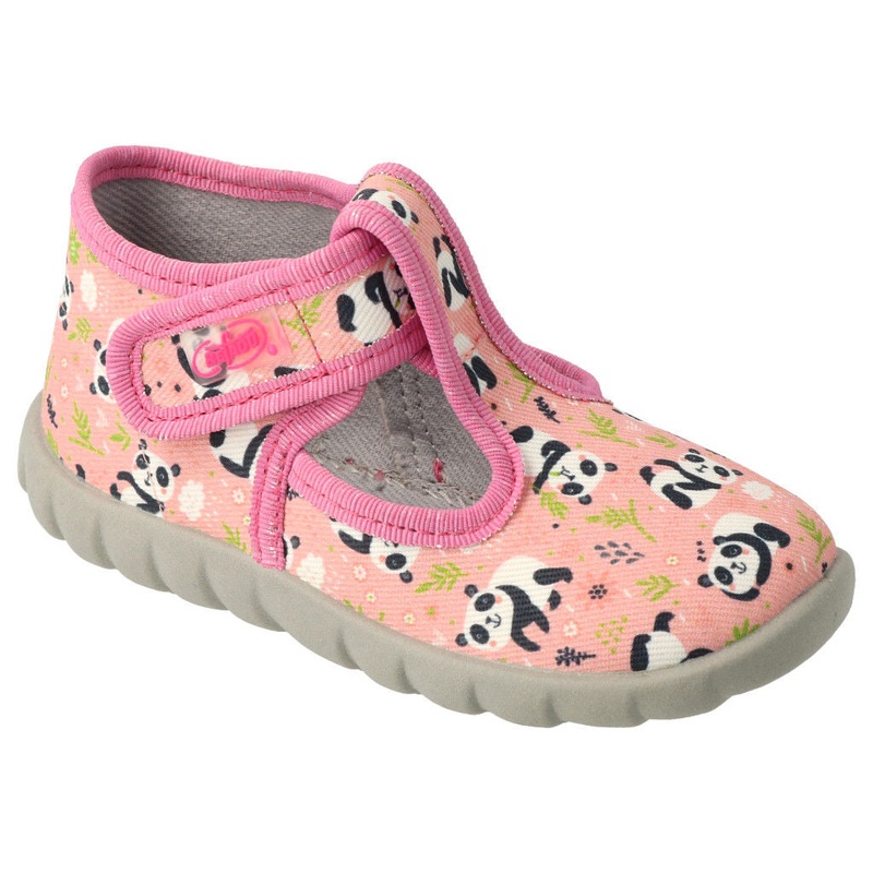 Befado Salmon School Slippers with Panda Pattern FLEXI | 528P052