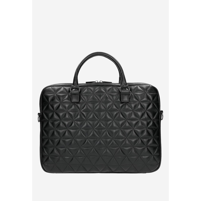 Wojas Woman’s Black Leather Quilted Crossbody / Laptop Bag | 91010-51