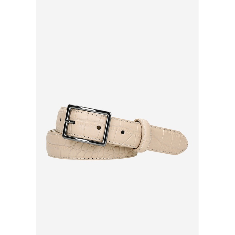 Wojas Women’s Beige Leather Embossed Belt | 9310154