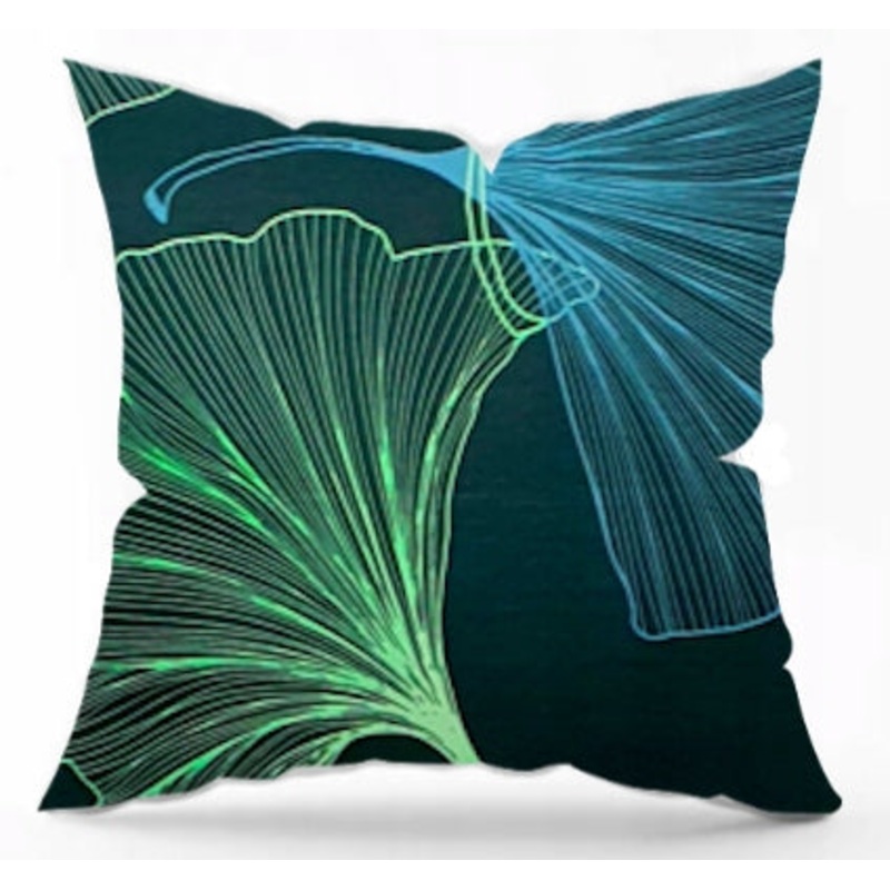 100% Cotton Black Pillowcase with Green and Blue Flower – Poszewka na Poduszk Jasiek  | IK-04