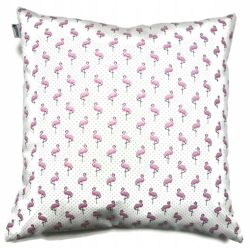 100% Cotton White Pillowcase with Flamingo Pattern – Poszewka na Poduszk Jasiek | 4045baw
