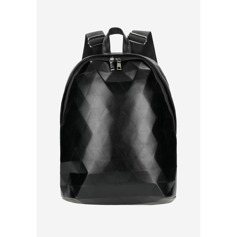Wojas RELAKS Black Backpack with Modern Geometric Texture | R8029311