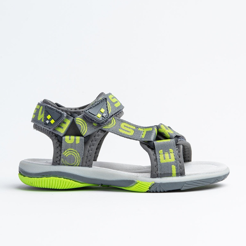 Wojtyko Boys’ Gray-Lime Open-toe Sport Sandals | 3S40821-DBGR