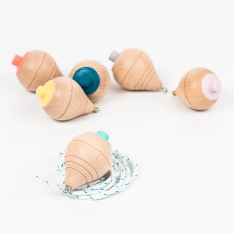 Wooden Spinning Top (in various colours) Blue
