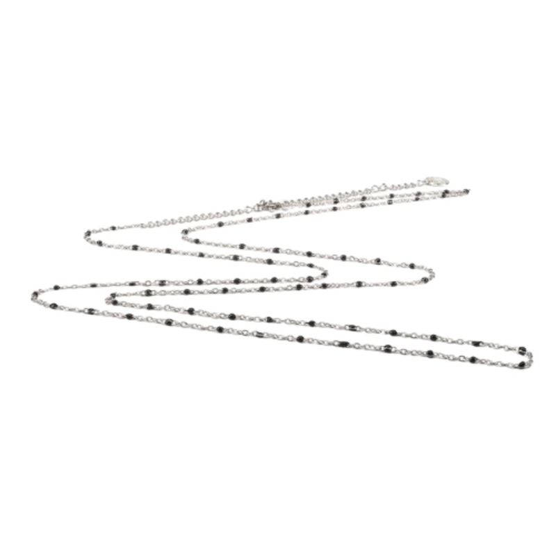 Stainless steel chain for pregnancy bola – black resin pearls