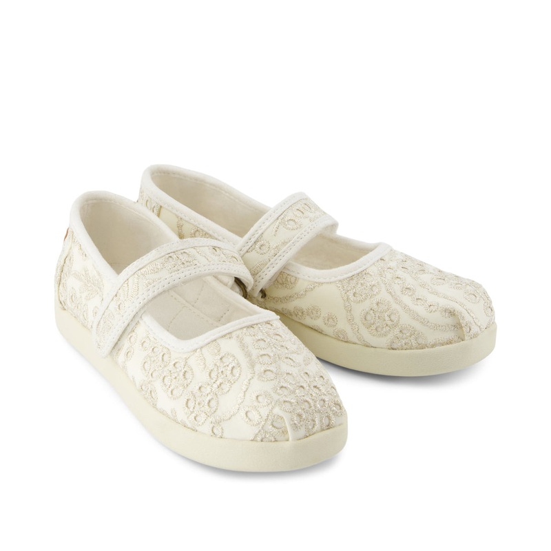 Tiny Nora Mary Jane Egret Botanical Eyelet 19.5