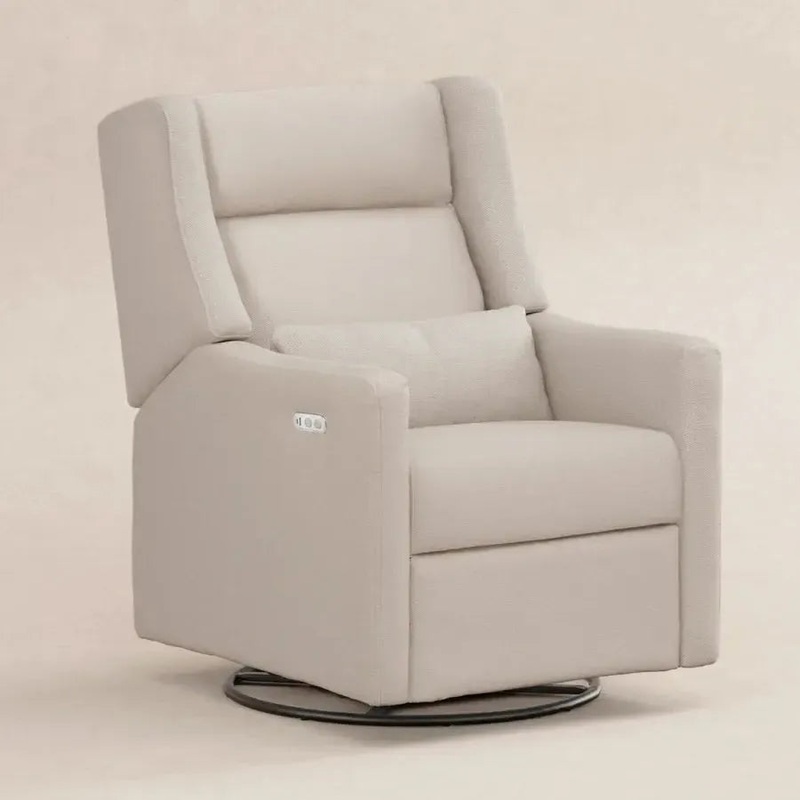 Babyletto – Kiwi Plus Electronic Glider + Recliner w/ Adjustable Headrest – Performance Grey Eco-Weave