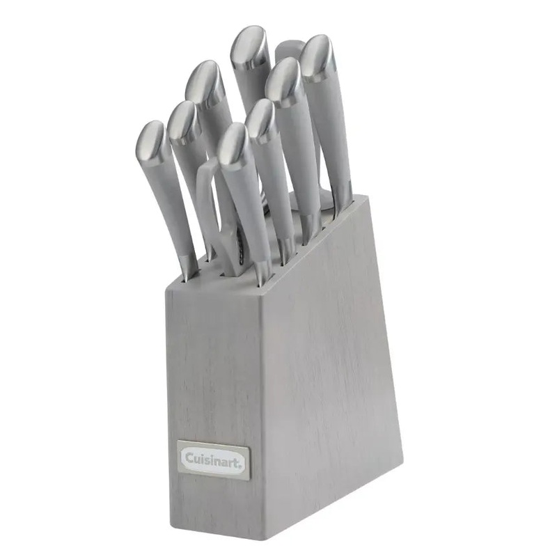 Classic 11pc Color Soft Touch Stainless Steel Modern Cutlery Block Set Gray (See Description)