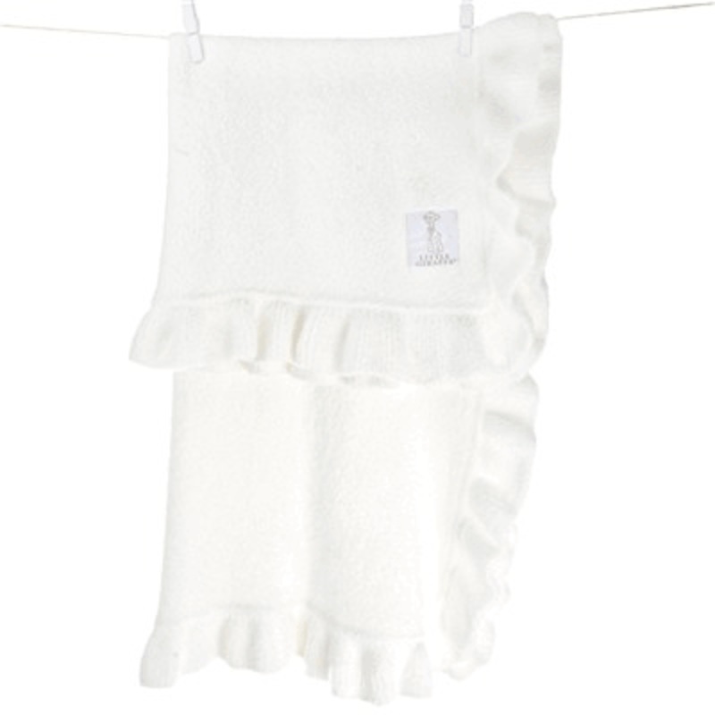 Little Giraffe Dolce Ruffle Blanket in a Box in White