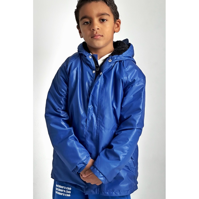 Unisex Blue Fur Lined Raincoat