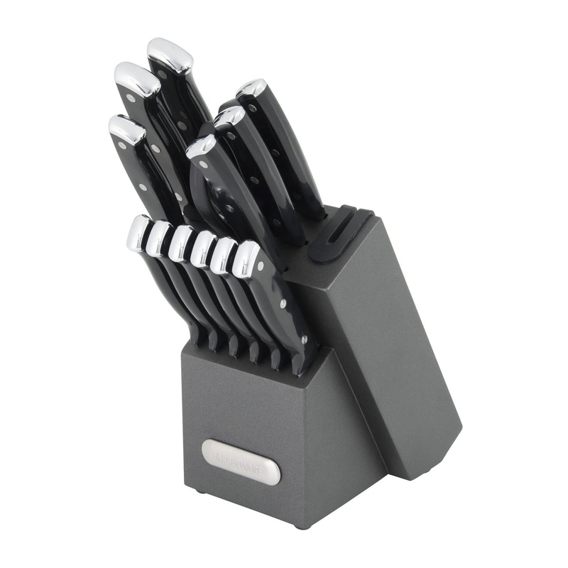 14pc Triple Rivet Knife Block Set with Edgekeeper Sharpener Graphite