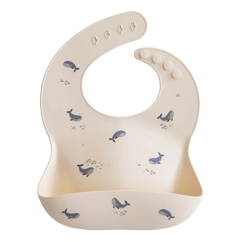 Mushie Silicone Baby Bib Whales