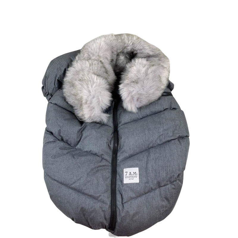 7 A.M. Enfant Tundra Car Seat Cocoon, Heather Grey Dark/Arctic Faux Fur