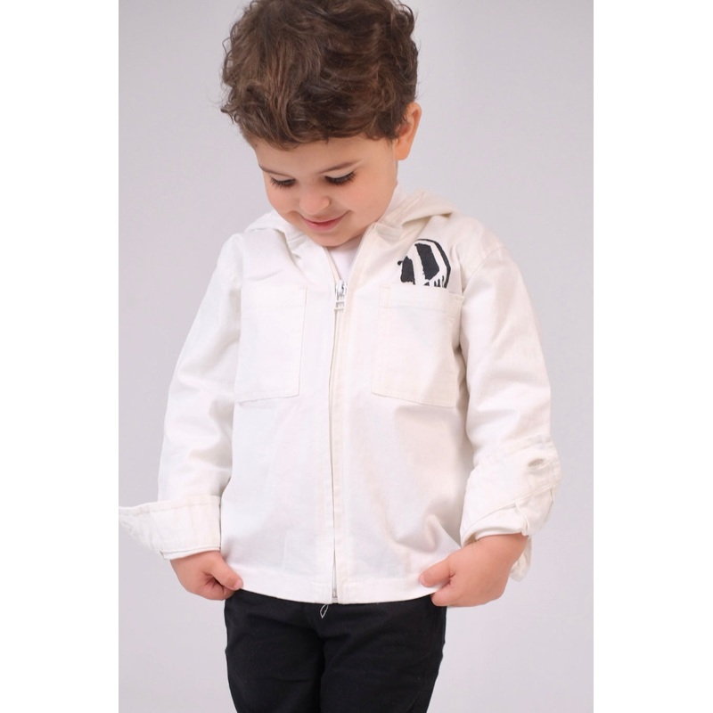Unisex Baby Gabardine Jacket  Offwhite