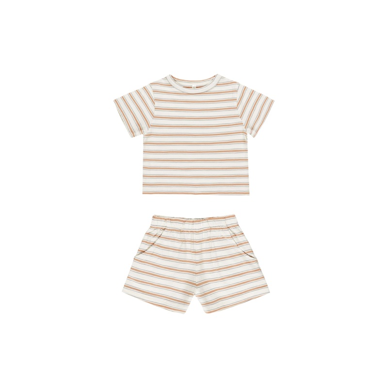 Rylee + Cru Short Sleeve Top – Grapefruit Stripe