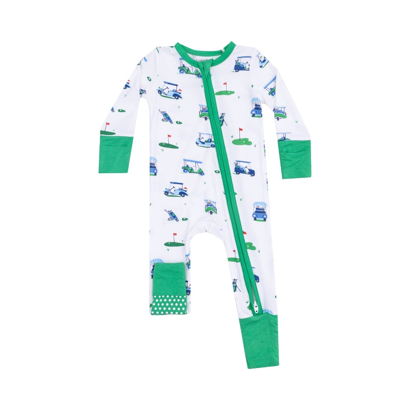 2 Way Zipper Romper – Vintage Golf Carts Blues