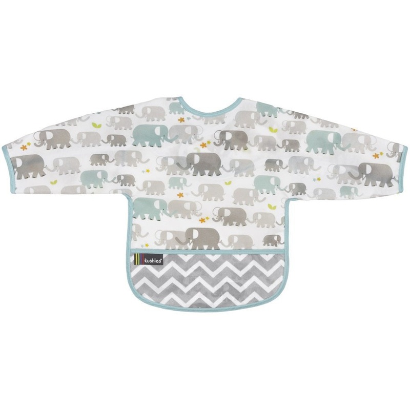 Kushies Cleanbib with Sleeves, 12 to 24 Months – Elephants