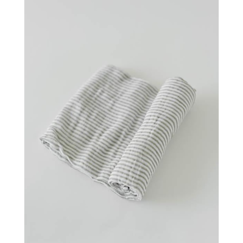 Little Unicorn Cotton Muslin Single Swaddle – Grey Stripe