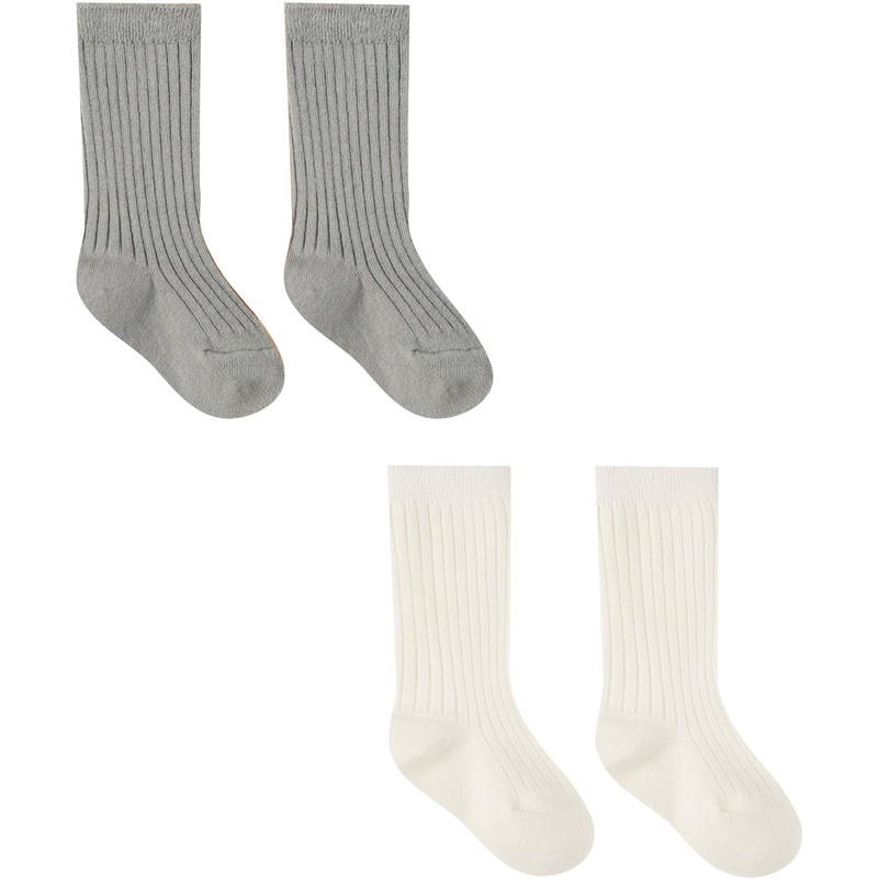 Quincy Mae Socks Set | Ivory, Dusty Blue