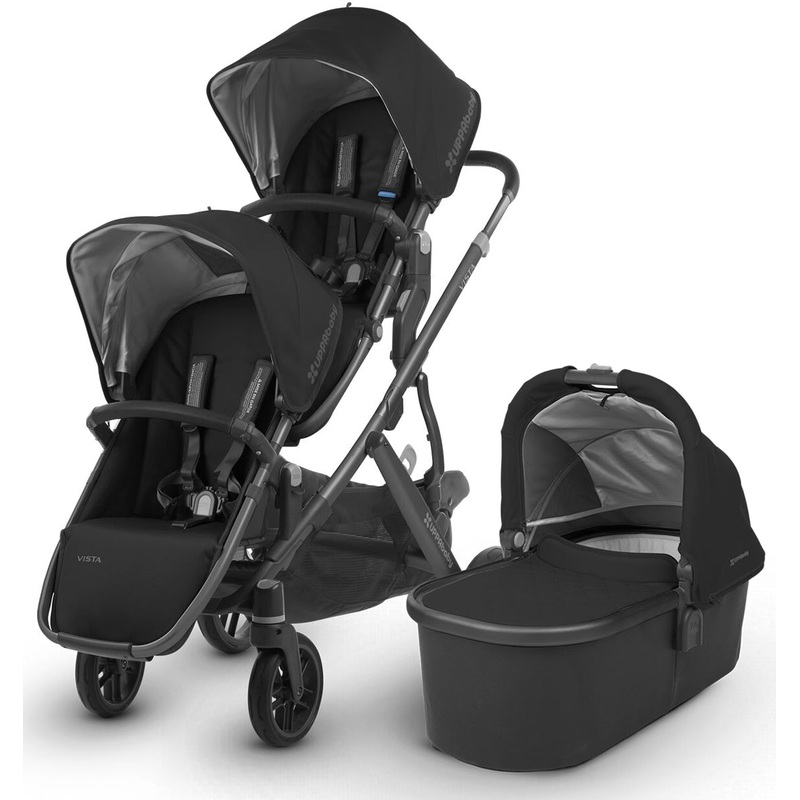 UPPAbaby 2018 / 2019 Vista Double Stroller – Jake (Black/Carbon/Black Leather)
