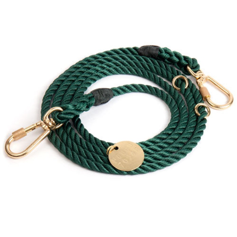 Adjustable Rope Dog Leash – Hunter Green