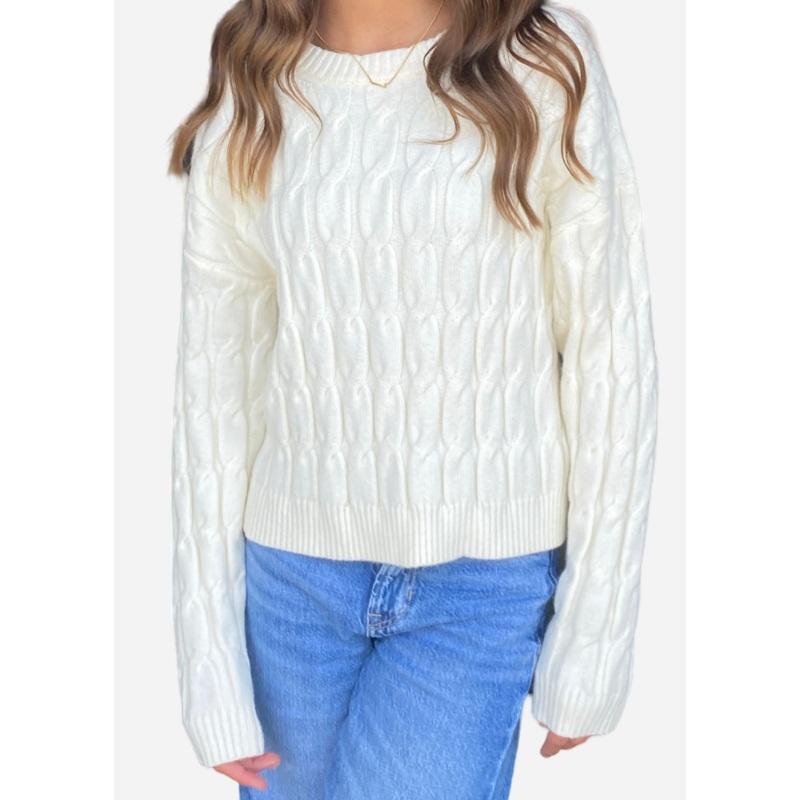 Cable Knit Sweater – Ecru