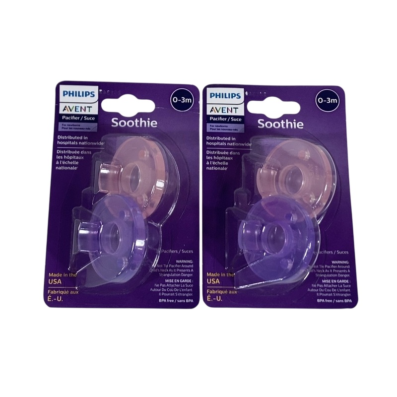 Philips Avent Soothie Pacifiers, 0-3 Months, Pink/Purple, 4 Pack