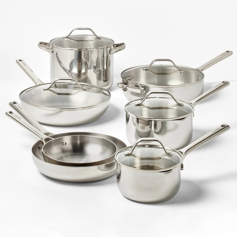 12pc Stainless Steel Cookware Set with 6pc Pan Protectors (See Description)