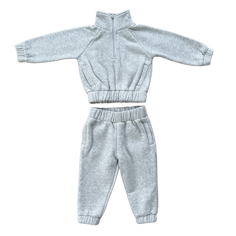 Fleece Zip Set – Heather Grey