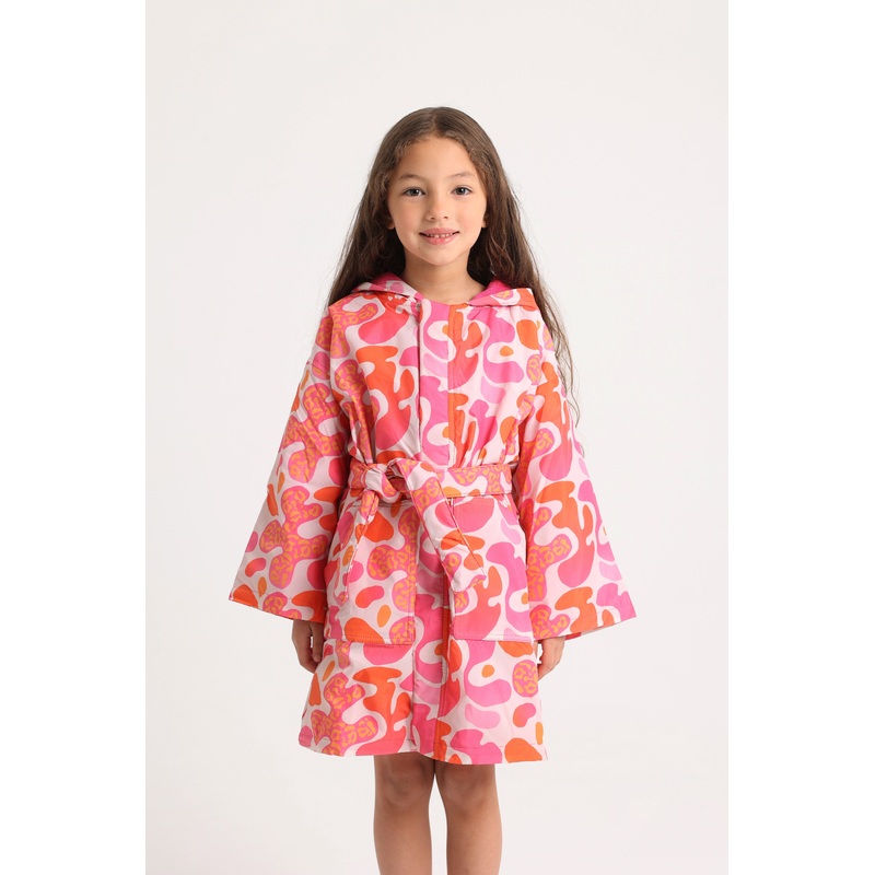 Girls Swim Robe  Multicolored Fun Doodles Print