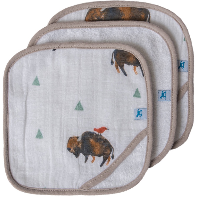 Little Unicorn 3 Pack Cotton Washcloth Set – Bison