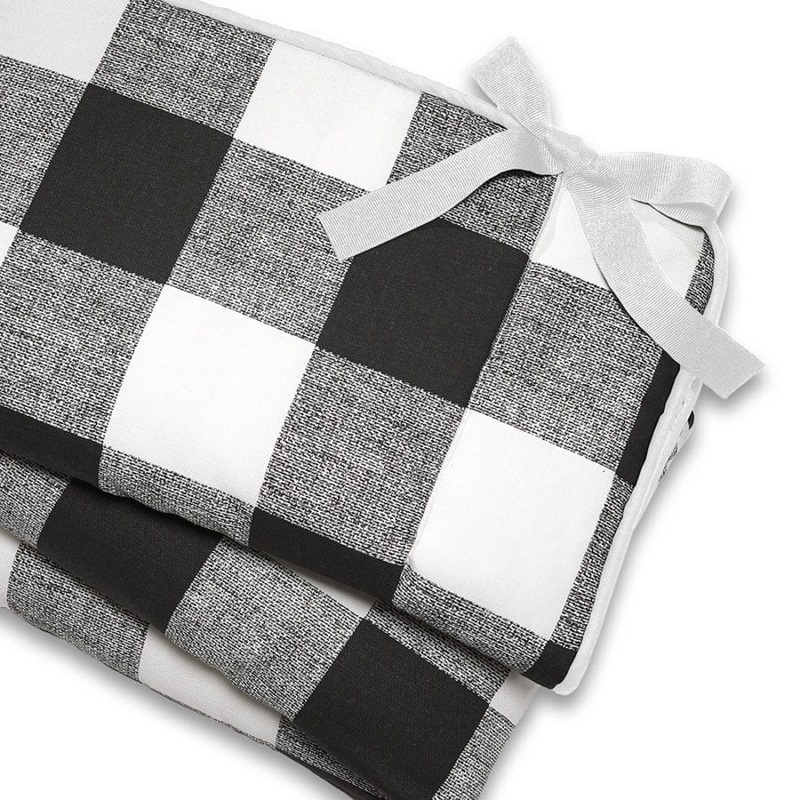 Liz & Roo Buffalo Check Crib Rail Cover  Black and White