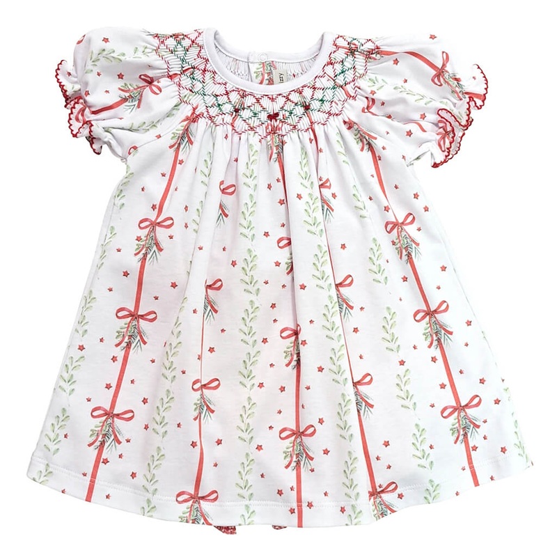 Smocked Bishop Christmas bows and Mistletoe Hand