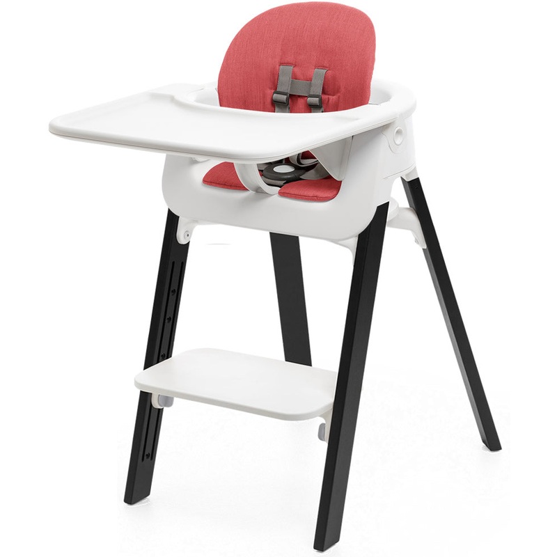 Stokke Steps Complete High Chair with Cushion – White/Oak Black/Red