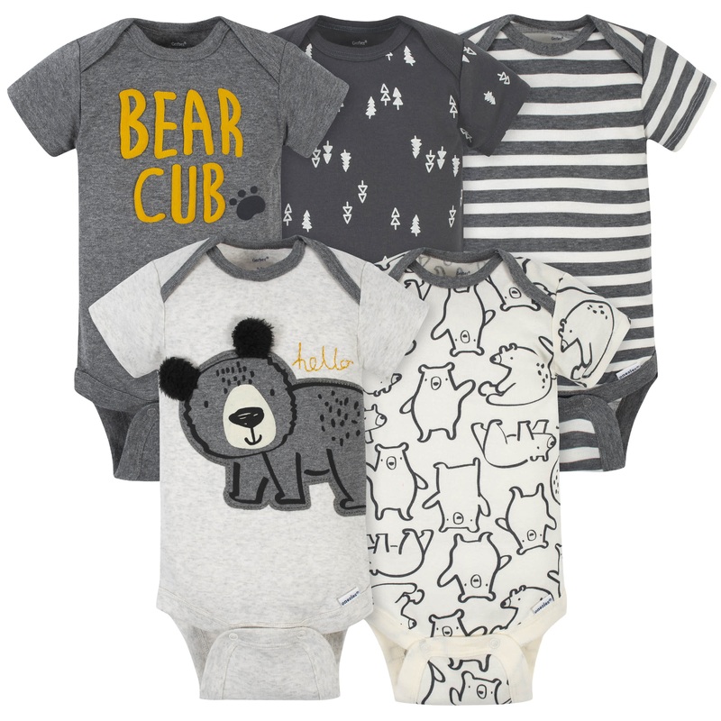 5-Pack Baby Boys Bear Short Sleeve Onesies Bodysuits