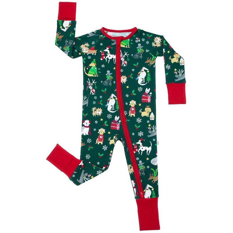Little Sleepies Bamboo Viscose Zippy – Holiday Hounds, 6 – 12 months